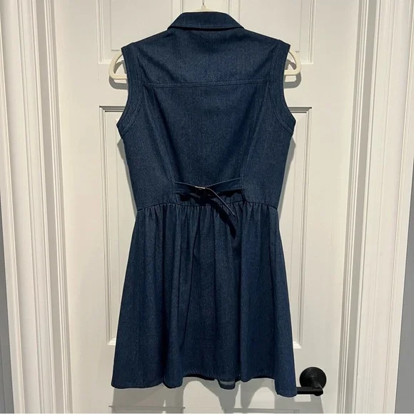 SSYS Nellie Sleeveless Denim Dress Button Front A-Line Mini Dress Blue XS - Picture 6 of 9